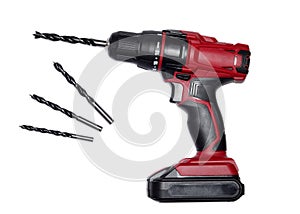 Cordless drill in white background