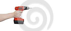 Cordless Electric Drill or Screwdriver in Hand with Clipping Pat