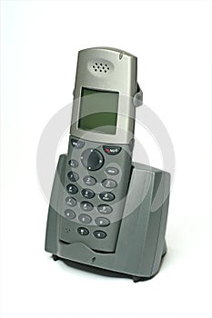 Cordless Phone with Cradle on White