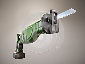 Cordless reciprocating saw on white