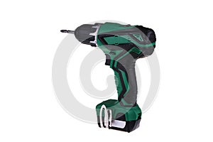 Cordless screwdriver drill isolated on white background with clipping path