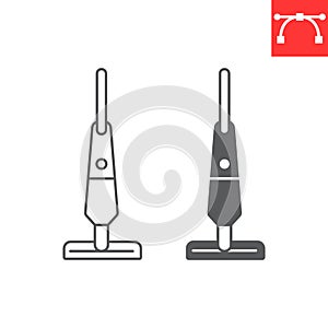 Cordless vacuum cleaner line and glyph icon