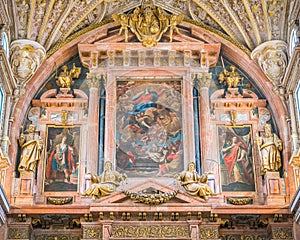 Paintings in the main altar of the Mezquita Cathedral of Cordoba. Andalusia, Spain. July-03-2019 photo