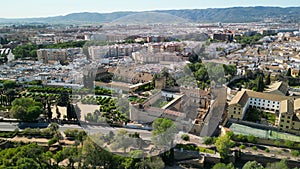 Cordoba, Andalusia. Aerial view of city medieval buildings on a sunny spring day