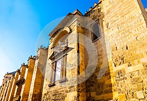 Imposing wall of the Cathedral-Mosque, Mezquita de Cordoba in Andalusia, Spain photo