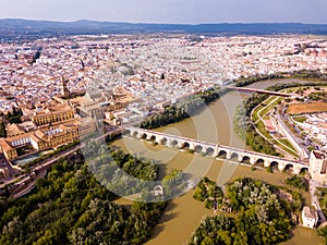 Cordoba with Roman Bridge over the Guadalquivir and the Mosque-Cathedral