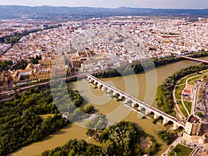 Cordoba with Roman Bridge over the Guadalquivir and the Mosque-Cathedral