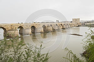 Cordoba Roman bridge over the river Guadalquivir, Spain