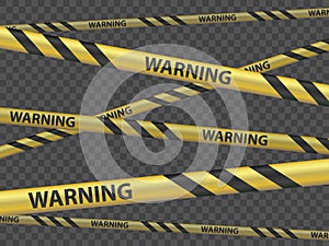 Cordon tape with the word warning. Vector template