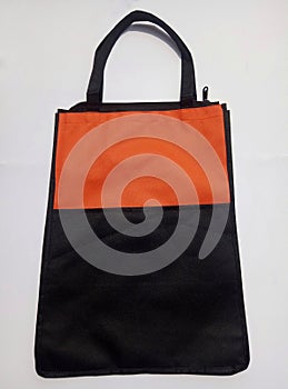 A cordura bag.  Black with orange combination. Isolated white background photo