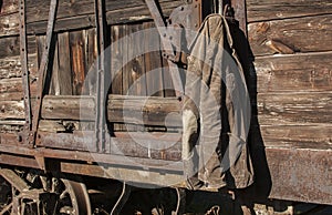 Corduroy jacket on wooden wall