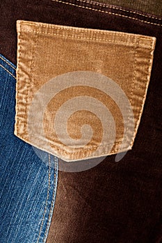 Corduroy and jeans fabric textures