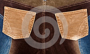 Corduroy and jeans fabric textures