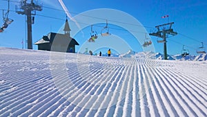 Corduroy piste on Schmitten mount, Zell am See, Austria