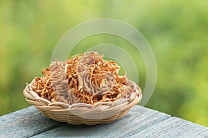 Cordyceps militaris on nature background