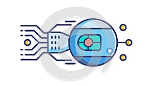 Core Processing Unit on Circuit Board, Digital Brain, Advanced Computing, vector design Generative AI
