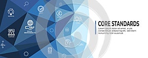 Core Standards Web Header Banner with Icons - Mission Vision Values and Integrity photo