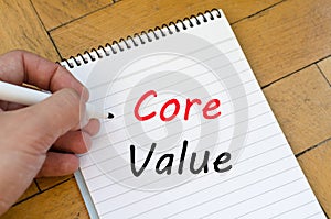 Core value text concept on notebook