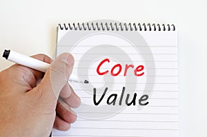 Core value text concept on notebook