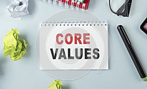 Core value text concept write