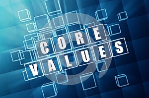 Core values in blue glass blocks