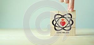 Core values,corporate values concept. Company culture and strategy related to business, people relationships, company growth. Pri