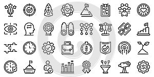 Core values icons set, outline style