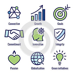 Core Values Outline / Line Icon Conveying Integrity - Purpose photo