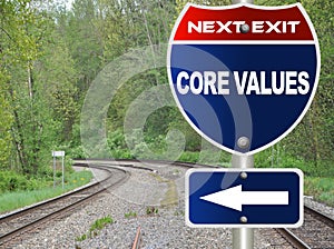 Core values road sign