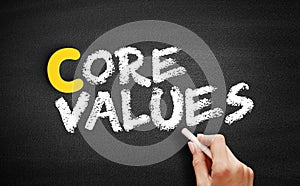 Core Values text on blackboard