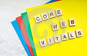 Core Web Vitals sign made with tile letters