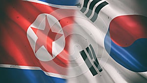 South and North Korea flag photo