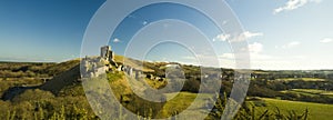 Corfe Castle ruins near Swanage in Dorset photo