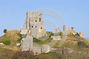 Corfe Castle, in Swanage, Dorset, Southern England photo