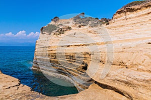 Corfu, Greece. Famous Canal d`Amour in Sidari, Corfu island.