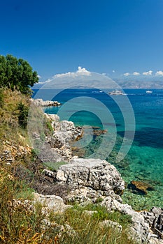 Corfu, panorama of the bay in the city of Kassiopi