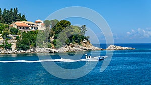 Corfu, panorama of the bay in the city of Kassiopi