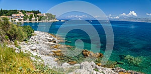 Corfu, panorama of the bay in the city of Kassiopi