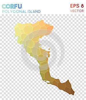 Corfu polygonal map, mosaic style island.