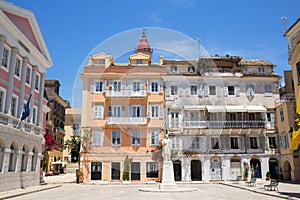 Corfu town beautiful street, Corfu island, Ionian islands, Greece.