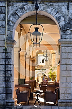 Corfu town Liston promenade street