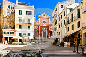 Corfu Town main square. Corfu island, in the Mediterranean sea
