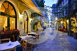 Corfu town at night