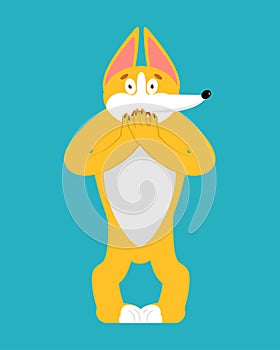 Corg scared OMG emotion. Dog Oh my God emoji. Pet Frightened. Vector illustration