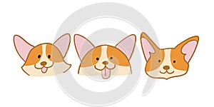 Corgi dog faces. Funny Puppy. Sketch for your design