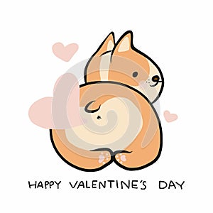 Corgi dog make heart fart cartoon illustration doodle style