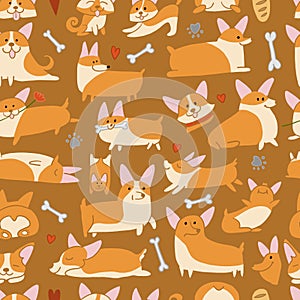 Corgi dogs collection. Seamless Pattern background for your design