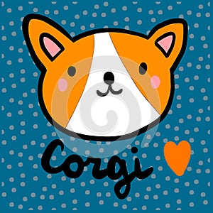 Corgi love hand drawn illustration in cartoon style