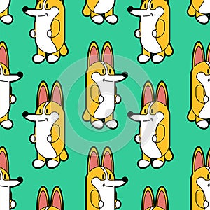 Corgi pattern seamless. small dog background. cute pet vector texture