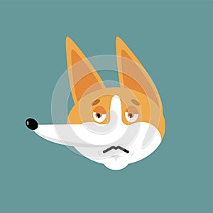 Corgi sad emoji. Dog sorrowful emotions avatar. Pet dull. Vector illustration